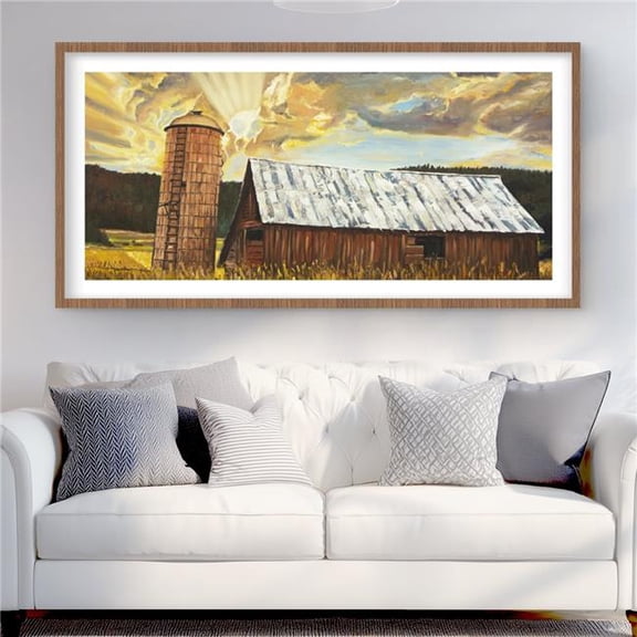 Begin Home Decor C1FM2448BGU0T6 24 x 48 in. Hay Barn - Farmhouse Framed Matted Print for Home Decor