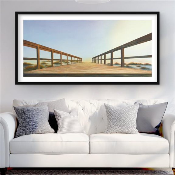Begin Home Decor C1FM2448BRN2T3 24 x 48 in. Footbridge - Brown Bridge Framed Matted Print for Home Decor