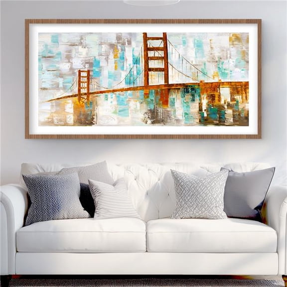 Begin Home Decor C1FM2448COMAW6 24 x 48 in. Golden Gate with Turquoise Paint Spots - Framed Matted Print
