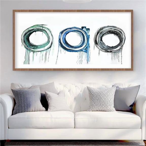 Begin Home Decor C1FM2448COVN7Z 24 x 48 in. Trio of Circles - Neo Mint Shapes Framed Matted Print Decor