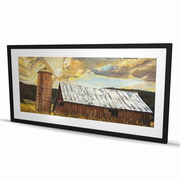 Begin Home Decor C1FM2448D1WYCF 24 x 48 in. Hay Barn - Rustic Architecture Matted Print for Home Decor