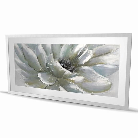 Begin Home Decor C1FM2448EXI8QV 24 x 48 in. White Chrysanthemum - Framed Matted Print for Home Decor