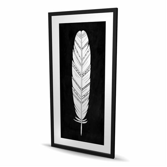 Begin Home Decor C1FM2448FU4S2N 24 x 48 in. Feather with Patterns - Framed Matted Print for Home Decor