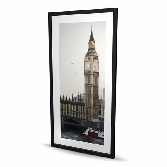Begin Home Decor C1FM2448HAPUTW 24 x 48 in. Big Ben Clock Elizabeth Tower Print - Beige Framed Decor