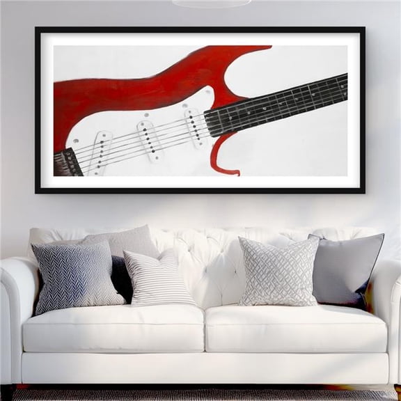 Begin Home Decor C1FM2448HTA9KH 24 x 48 in. Red Rock Guitar - Man Cave Musical Framed Print - Home Decor