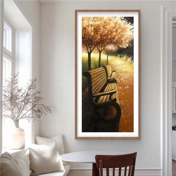 Begin Home Decor C1FM2448I1TCV9 24 x 48 in. Park Bench on A Fall Day - Brown Trees Framed Print Decor
