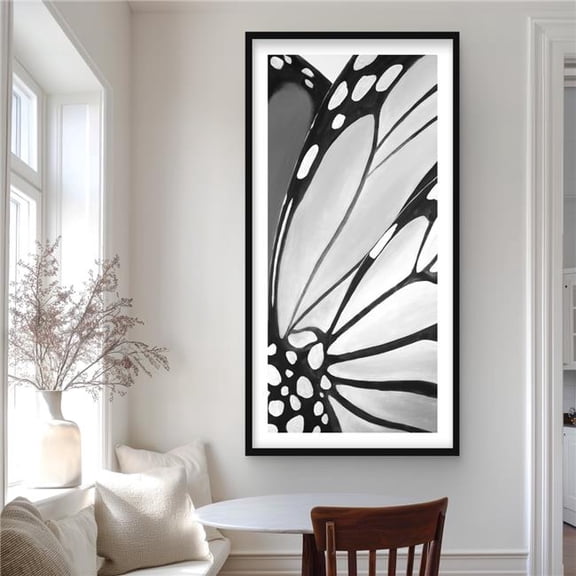 Begin Home Decor C1FM2448IKL8OD 24 x 48 in. Monarch Wings Closeup - Gray Framed Matted Print for Decor