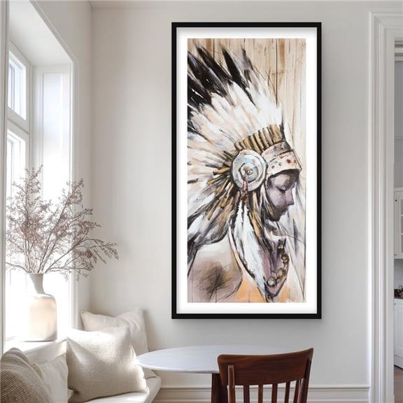 Begin Home Decor C1FM2448JF8C3L 24 x 48 in. Indian Chief Headdress Print - Spiritual Feathers Home Decor