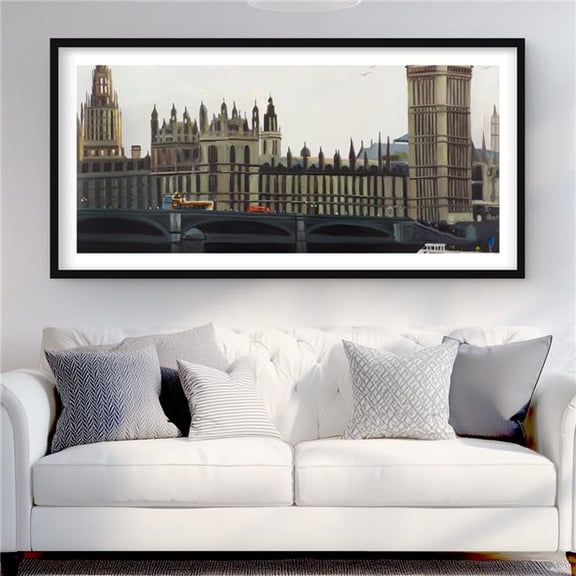Begin Home Decor C1FM2448LQTF1P 24 x 48 in. Big Ben Clock Print - Elizabeth Tower Framed Matted Decor