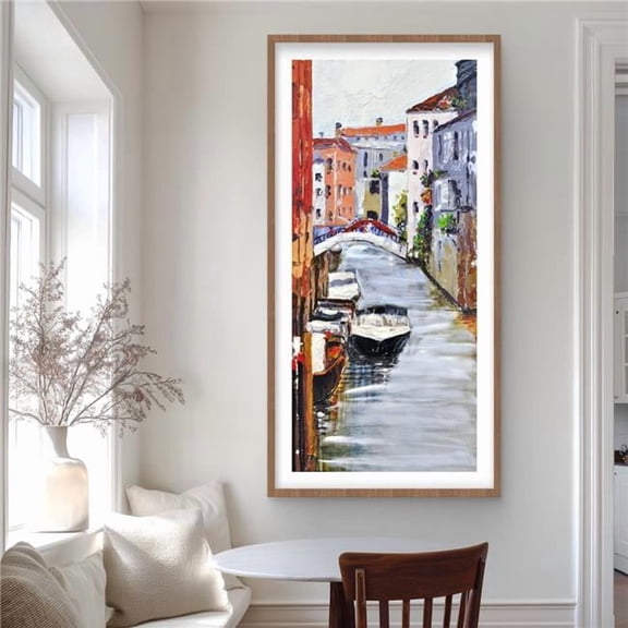 Begin Home Decor C1FM2448MW86GY 24 x 48 in. Venetian Landscape - Contemporary Bridge Framed Print Decor