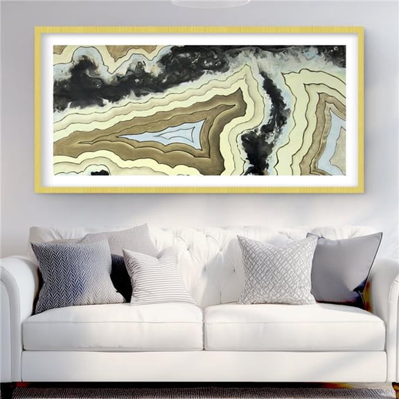 Begin Home Decor C1FM2448OCDA69 24 x 48 in. Lace Agate - Beige Abstract Framed Matted Print - Home Decor