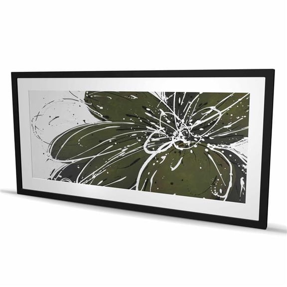 Begin Home Decor C1FM2448PPTEWI 24 x 48 in. Green Flower with Splash Outline - Modern Framed Print Decor