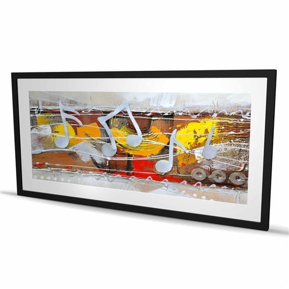 Begin Home Decor C1FM2448QK9ZZ3 24 x 48 in. Harmony Yellow Musical Framed Matted Print for Home Decor
