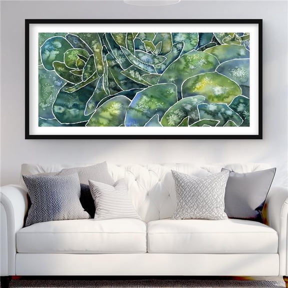 Begin Home Decor C1FM2448R2D9L5 24 x 48 in. Abstract Succulents - Green Cactus Framed Matted Print Decor