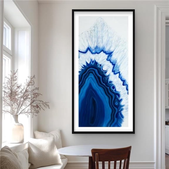 Begin Home Decor C1FM2448TDS4E2 24 x 48 in. Agate Geode Slice Print - Blue Framed Matted Home Decor