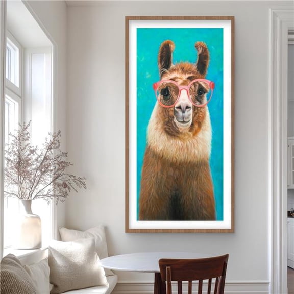 Begin Home Decor C1FM2448UOX2GB 24 x 48 in. Lovable Llama - Retro Farm Animals Framed Print for Decor