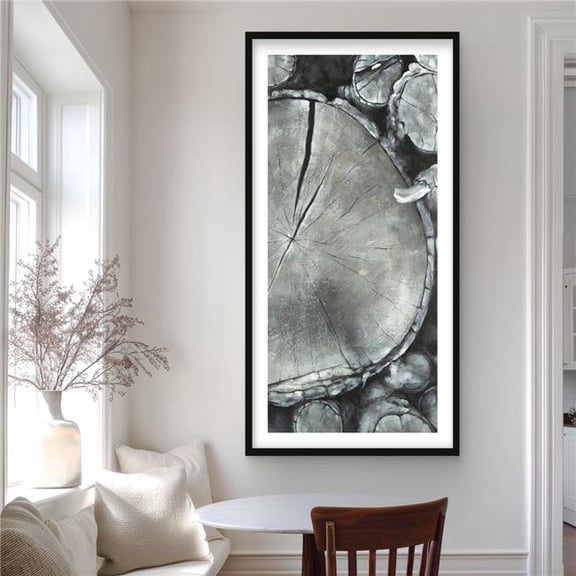 Begin Home Decor C1FM2448YKFCT5 24 x 48 in. Stacked Wood Logs - Rustic Black Framed Matted Print Decor