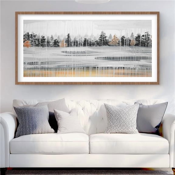 Begin Home Decor C1FM2448ZDY2WC 24 x 48 in. Winter Fir Landscape - Orange Landscapes Framed Print Decor