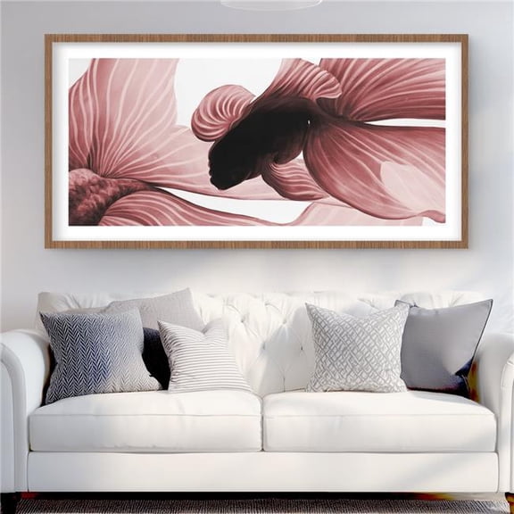 Begin Home Decor C1FM2448ZMA8UZ 24 x 48 in. Two Red Betta - Framed Matted Print for Home Decor