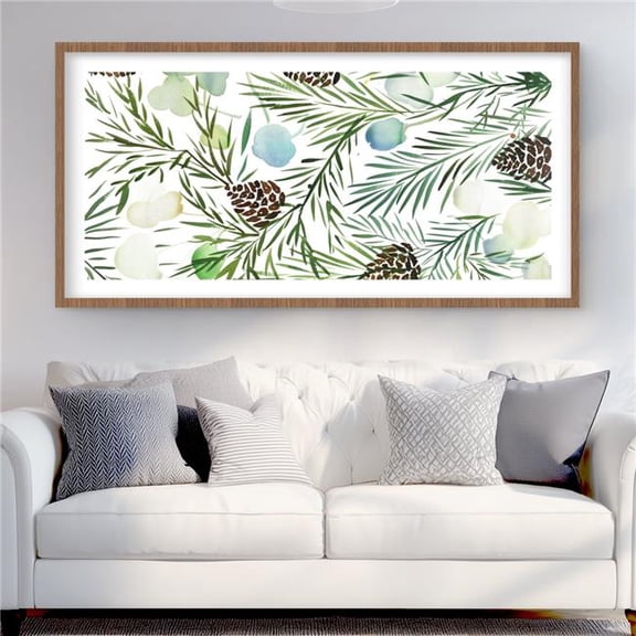 Begin Home Decor C1FM2448ZNGOUA 24 x 48 in. Pine Cone Pattern - Botanical Seasons Framed Matted Print