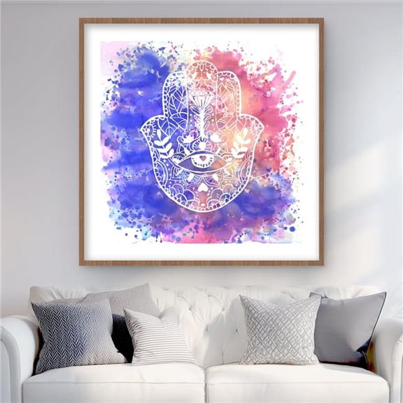 Begin Home Decor C1FM36362COUBZ 36 x 36 in. Hamsa Hand - Framed Matted Print for Spiritual Home Decor