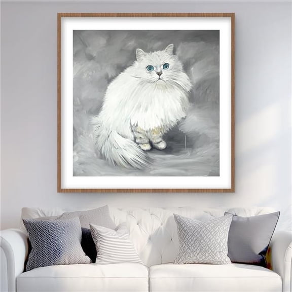Begin Home Decor C1FM36362KVCDR 36 x 36 in. Chinchilla Persian Cat Print - White Feline Home Decor Art
