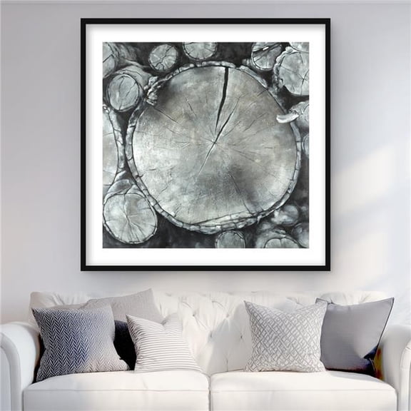 Begin Home Decor C1FM36363C4CPH 36 x 36 in. Stacked Wood Logs - Trees Monochrome Print for Home Decor