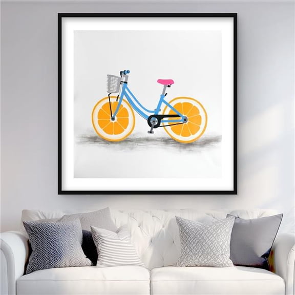 Begin Home Decor C1FM3636464U09 36 x 36 in. Orange Wheel Bike - Framed Matted Print for Home Decor