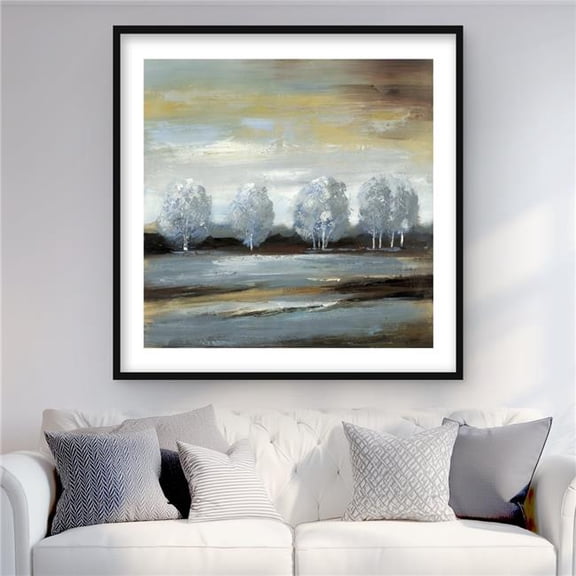 Begin Home Decor C1FM36364LOH3G 36 x 36 in. Gray Landscape - Modern Framed Matted Print for Home Decor