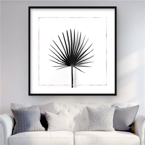 Begin Home Decor C1FM36364PP7ES 36 x 36 in. Cabbage Palm Leaf with Rose Lines - Pink Floral Framed Print