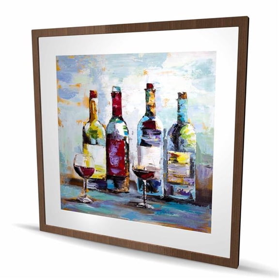 Begin Home Decor C1FM36365GKU9N 36 x 36 in. Wine Tasting - Blue Kitchen Framed Matted Print for Decor