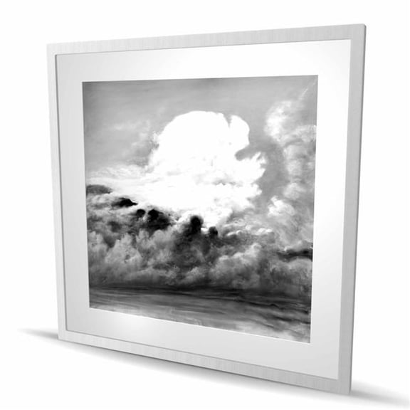 Begin Home Decor C1FM36365V1648 36 x 36 in. Clouds - Mountains Gray Framed Matted Print for Home Decor