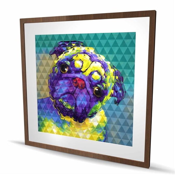 Begin Home Decor C1FM36366KR8TV 36 x 36 in. Geometric Curious Pug - Yellow Framed Matted Print for Decor