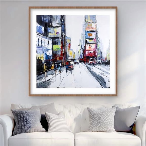 Begin Home Decor C1FM36367UJ6ZE 36 x 36 in. Time Square - Gray Framed Matted Print for Home Decor