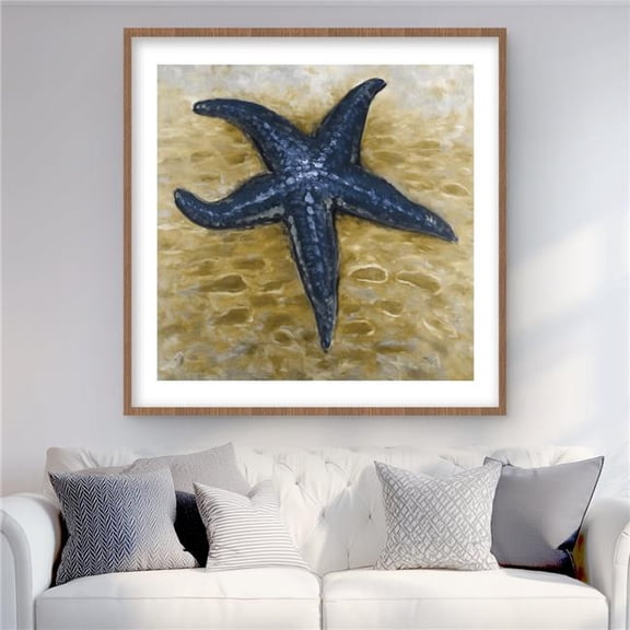 Begin Home Decor C1FM36368FWCIY 36 x 36 in. Blue Starfish - Coastal Classic Blue Framed Matted Print