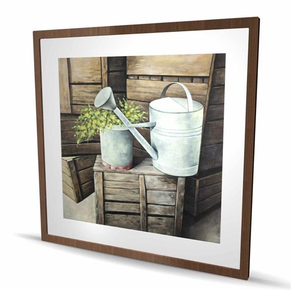 Begin Home Decor C1FM36368LZVJW 36 x 36 in. Vintage Watering Can - Gray Still Life Framed Print Decor