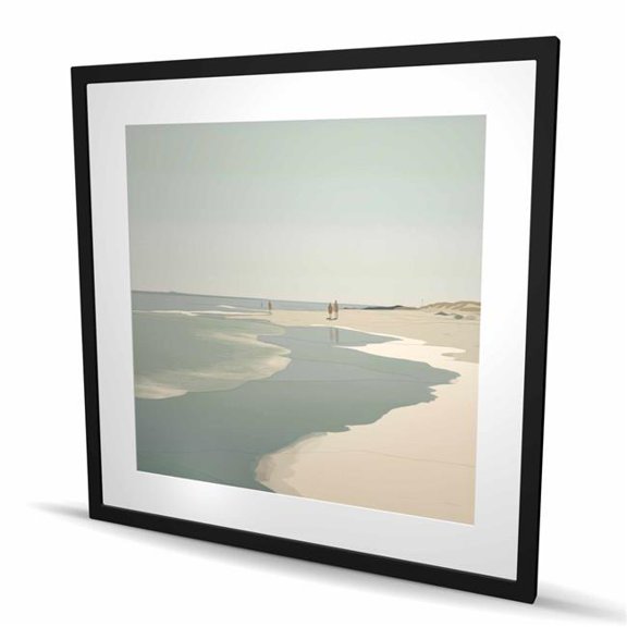Begin Home Decor C1FM36368MXJRV 36 x 36 in. Peaceful Walk - Beige Coastal Framed Matted Print for Decor