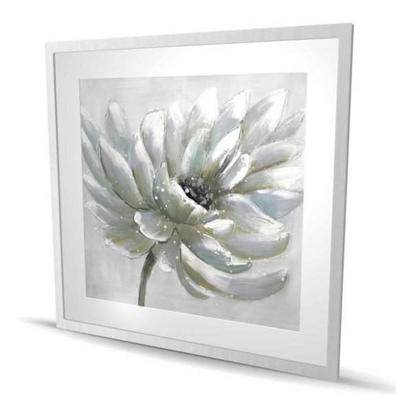 Begin Home Decor C1FM36368UHE9T 36 x 36 in. White Chrysanthemum - Framed Matted Print for Home Decor
