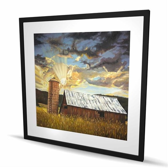 Begin Home Decor C1FM36369HA9MV 36 x 36 in. Hay Barn - Framed Matted Print for Bedroom Home Decor