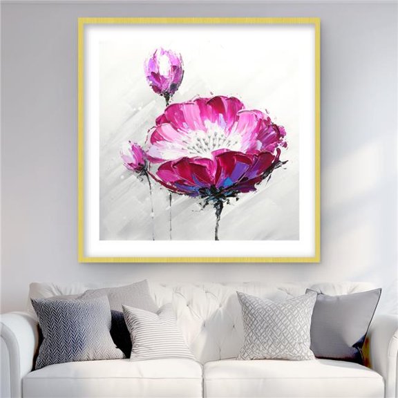 Begin Home Decor C1FM36369ID475 36 x 36 in. Fuchsia Wild Flower - Office Pink Framed Matted Print Decor