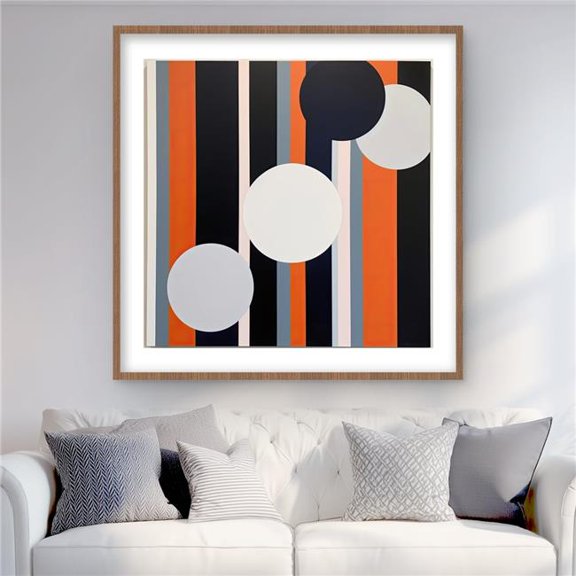 Begin Home Decor C1FM36369RORW8 36 x 36 in. The Circles - Red Shapes Framed Matted Print for Home Decor