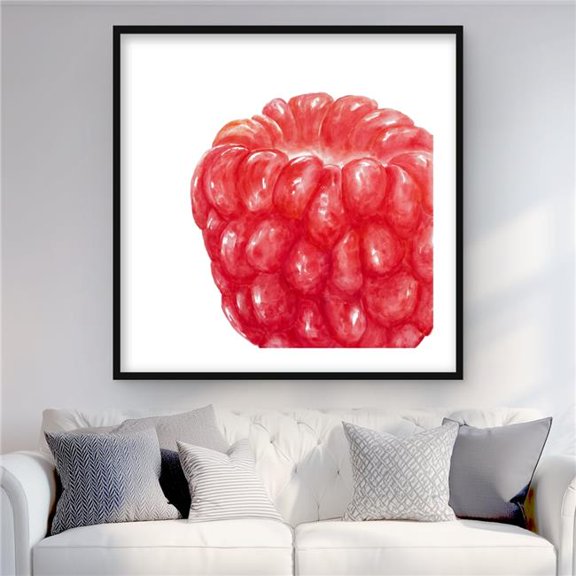 Begin Home Decor C1FM36369T3B4D 36 x 36 in. Raspberry - Kitchen Food Framed Matted Print for Home Decor