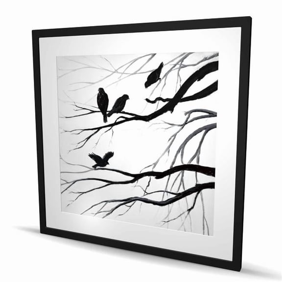 Begin Home Decor C1FM36369UUVDQ 36 x 36 in. Silhouette of Birds - Monochrome Framed Print for Home Decor