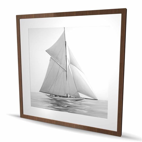 Begin Home Decor C1FM3636AO3XEJ 36 x 36 in. Sailing Ship Framed Matted Print - Hyperrealist Home Decor