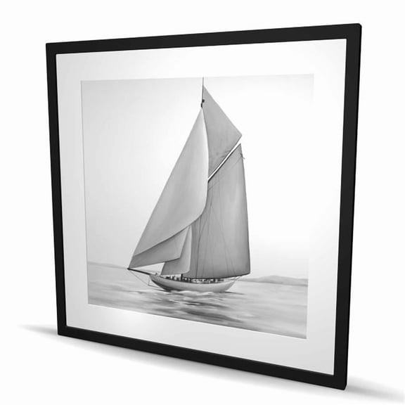 Begin Home Decor C1FM3636AP047I 36 x 36 in. Vintage Sailing Ship Print - Sea White Framed Home Decor