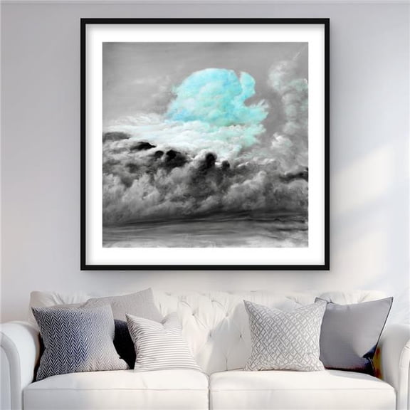 Begin Home Decor C1FM3636AVRRFV 36 x 36 in. Blue Clouds - Scenic Bedroom Framed Matted Print for Decor