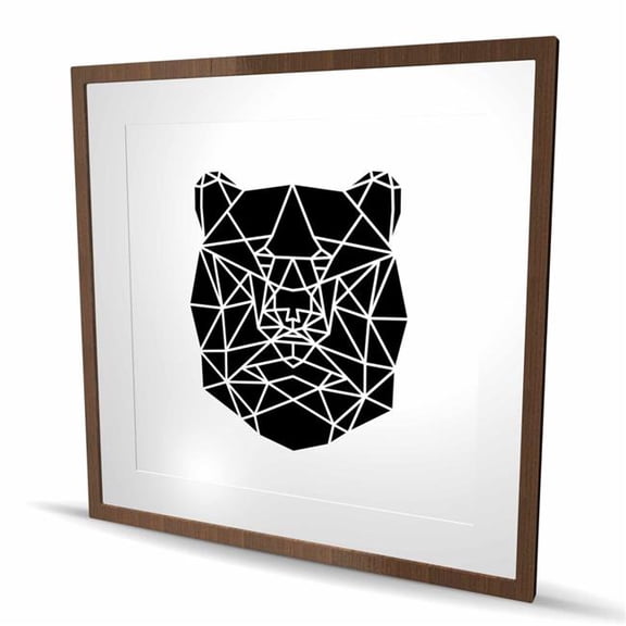 Begin Home Decor C1FM3636AZ820K 36 x 36 in. Geometric Bear Head Print - Black Framed Matted Home Decor