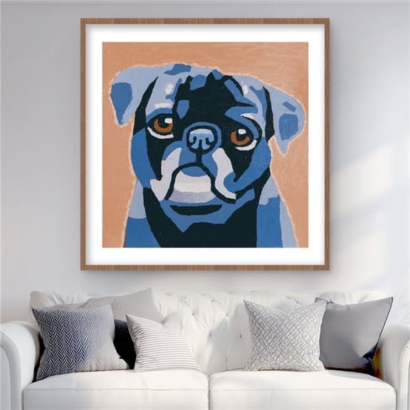 Begin Home Decor C1FM3636AZOIWA 36 x 36 in. Flash the Pug - Livingroom Pop Art Framed Matted Print Decor