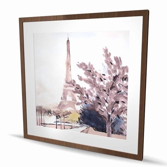 Begin Home Decor C1FM3636B6G2O5 36 x 36 in. Paris & Eiffel Scene - Blue Building Matted Print for Decor