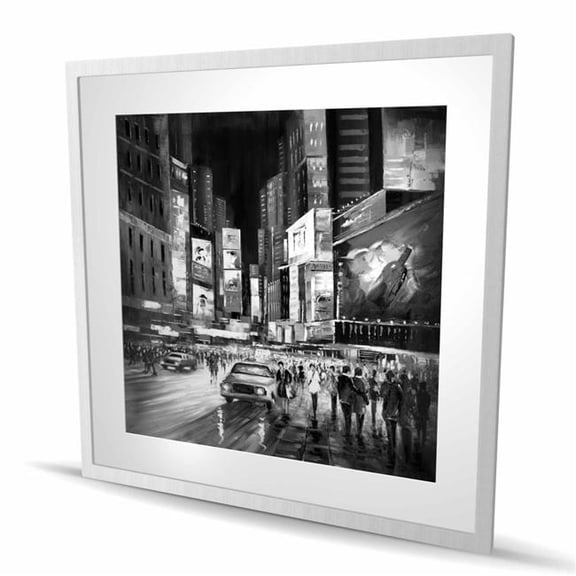 Begin Home Decor C1FM3636B7JLDU 36 x 36 in. Times Square Monochrome - Framed Matted Print for Home Decor